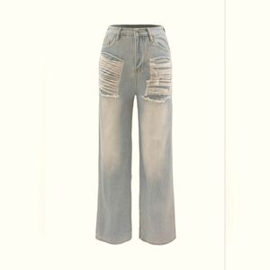 Ripped Straight Leg Jeans